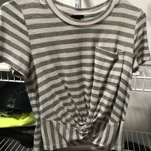 green & white striped crop top